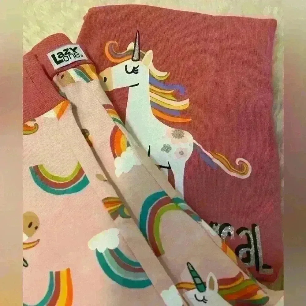 🆕 NWT! Lazy  One | Kids Unicorn Two Piece Pyjama | Size 10